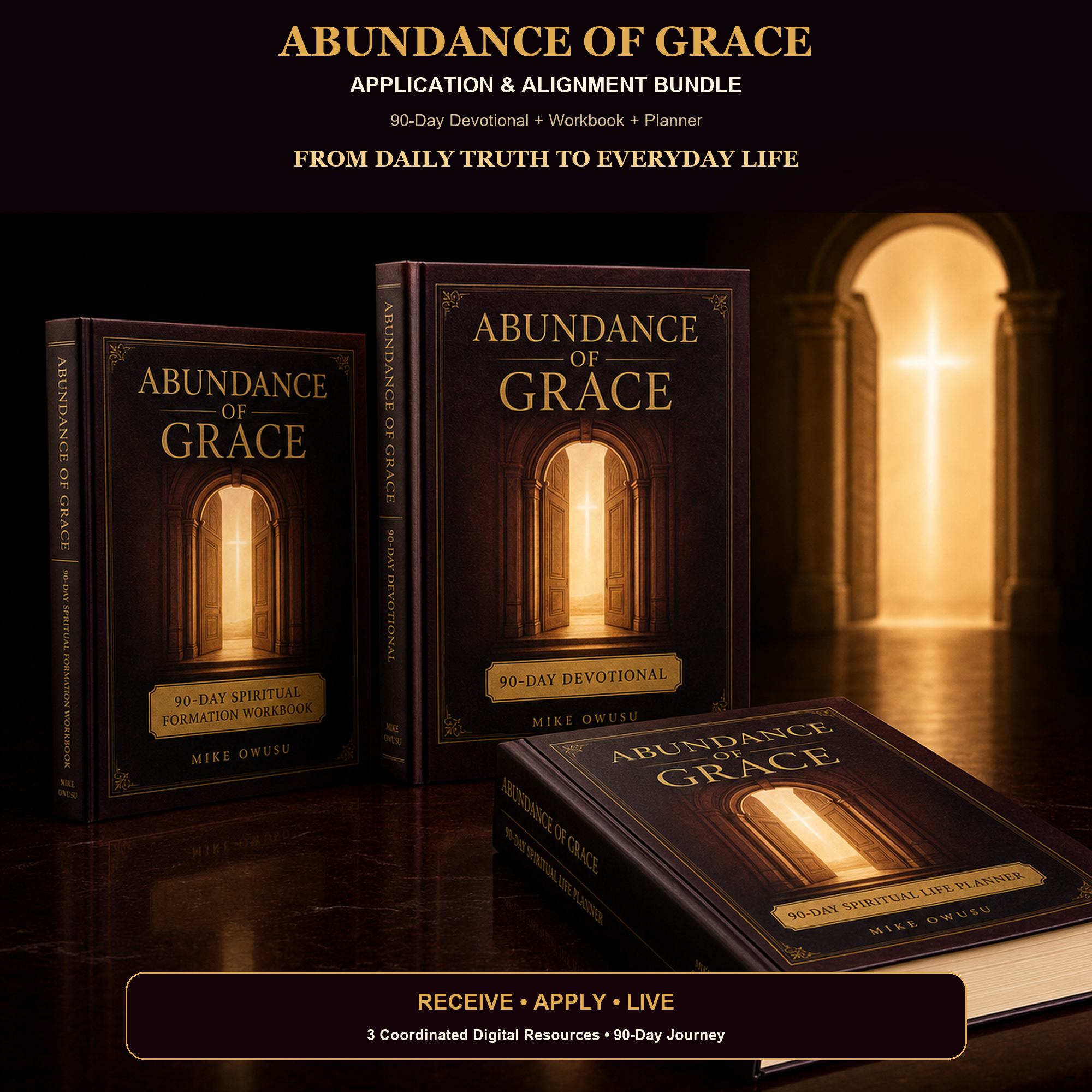 Abundance of Grace — Application & Alignment Bundle | 90-Day Devotional + Workbook + Planner