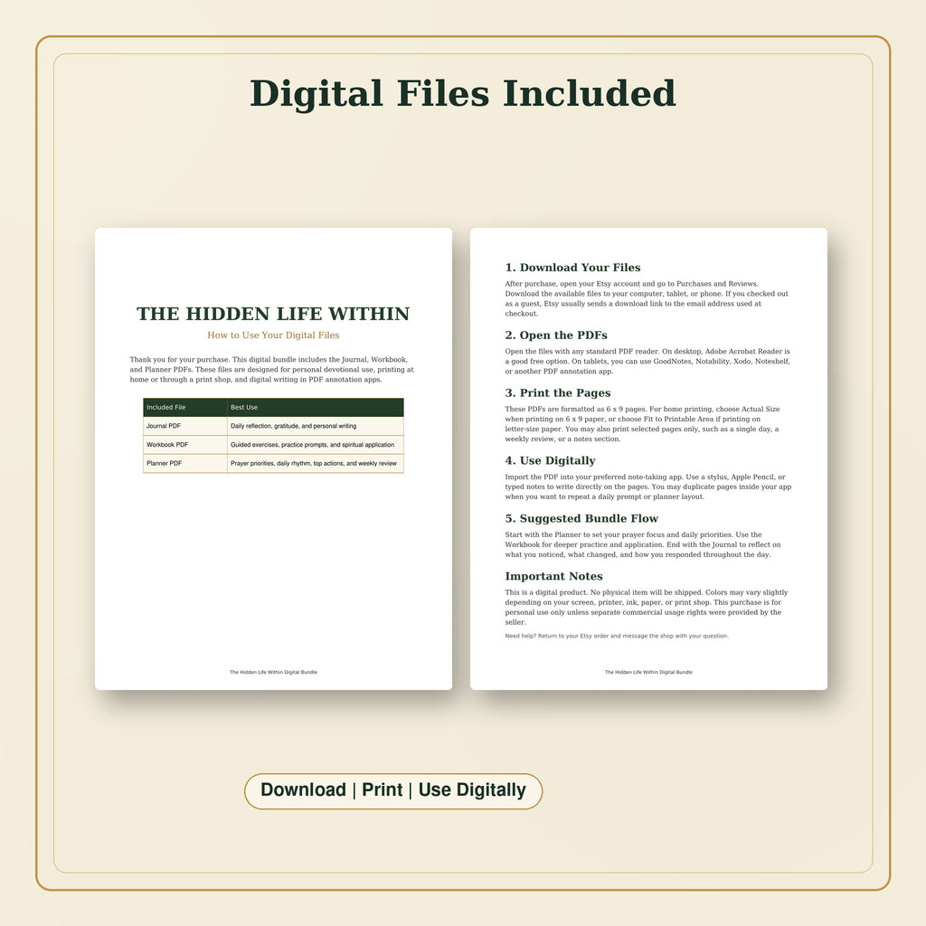 The Hidden Life Within Digital Bundle | Journal, Workbook, Planner &amp; How-To Guide