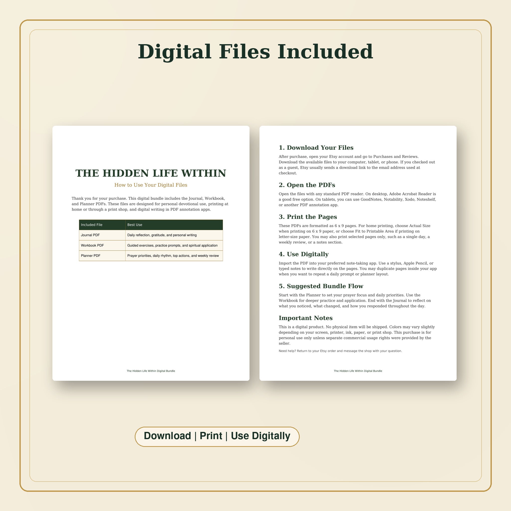 The Hidden Life Within Digital Bundle | Journal, Workbook, Planner &amp; How-To Guide