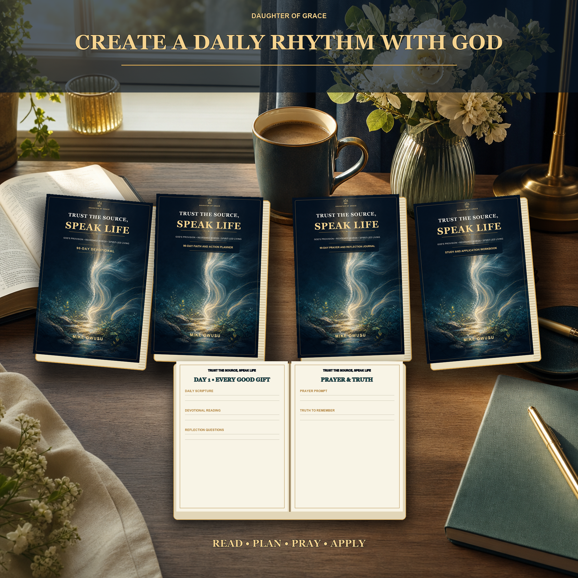 Trust the Source. Speak Life™ Complete Collection 90-Day Devotional • Faith & Action Planner • Prayer & Reflection Journal • Study & Application Workbook