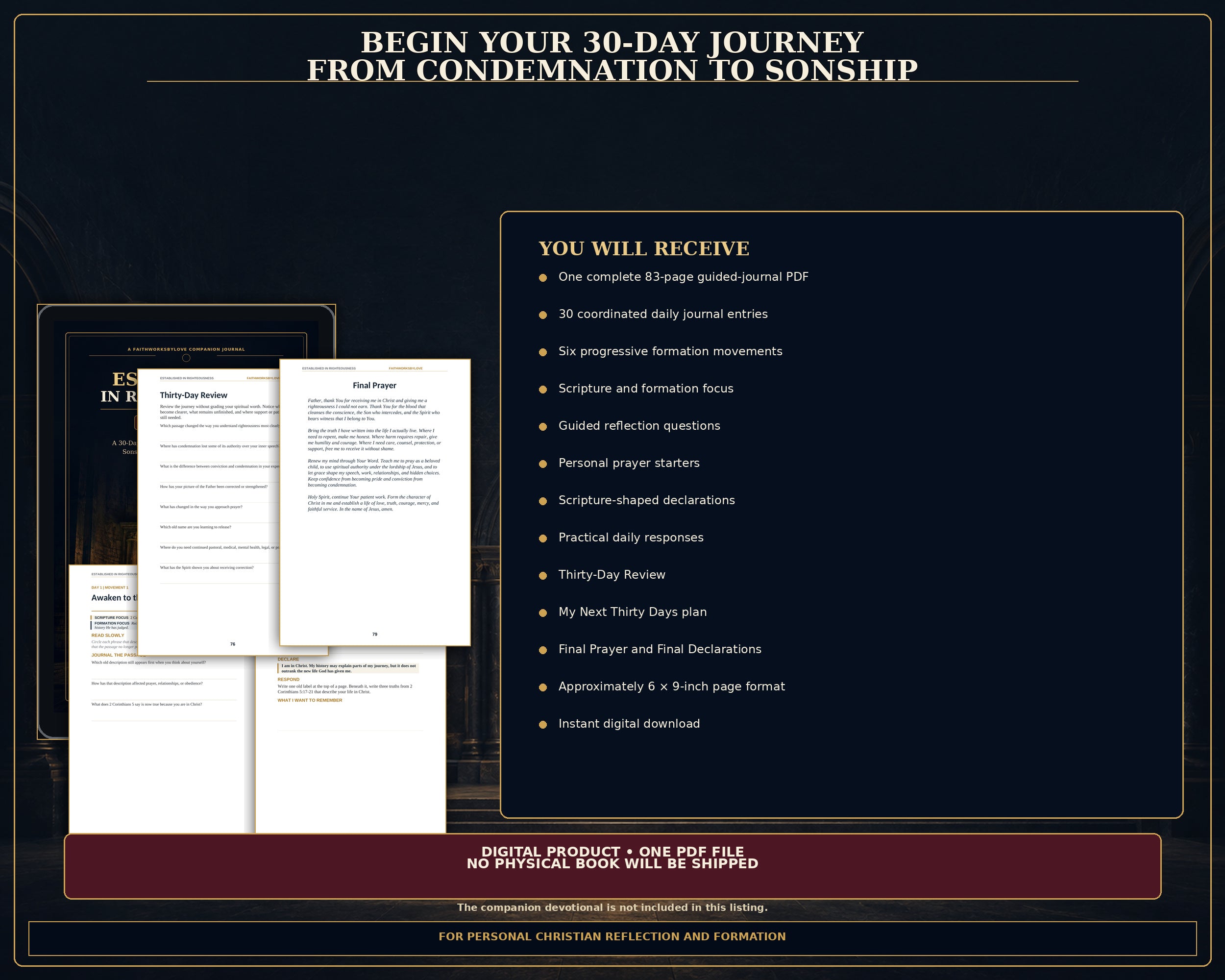 Christian Guided Journal PDF, 30 Day Scripture Prayer Journal, Identity in Christ