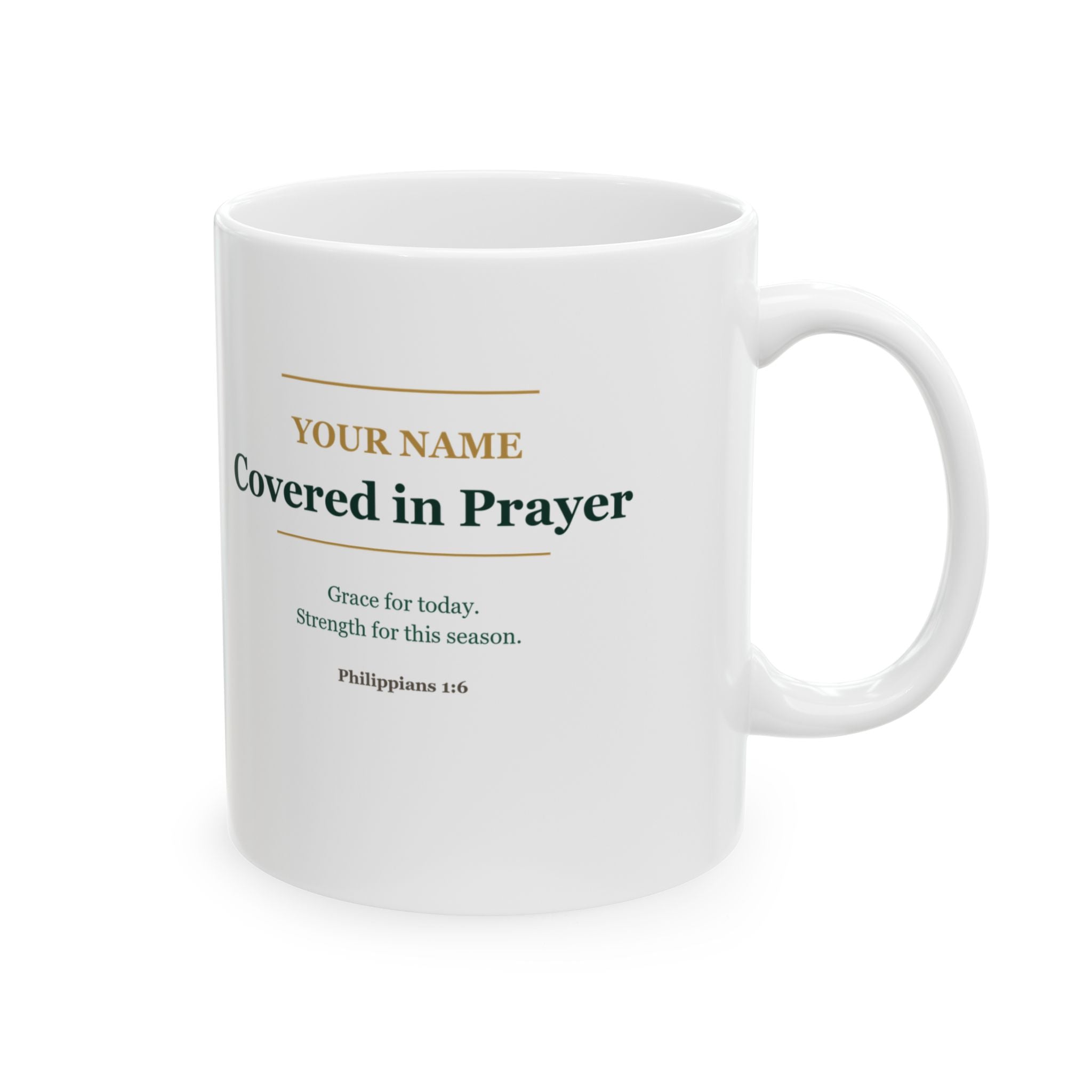 Covered in Prayer Mug | Religious Inspirational Scripture Ceramic Mug