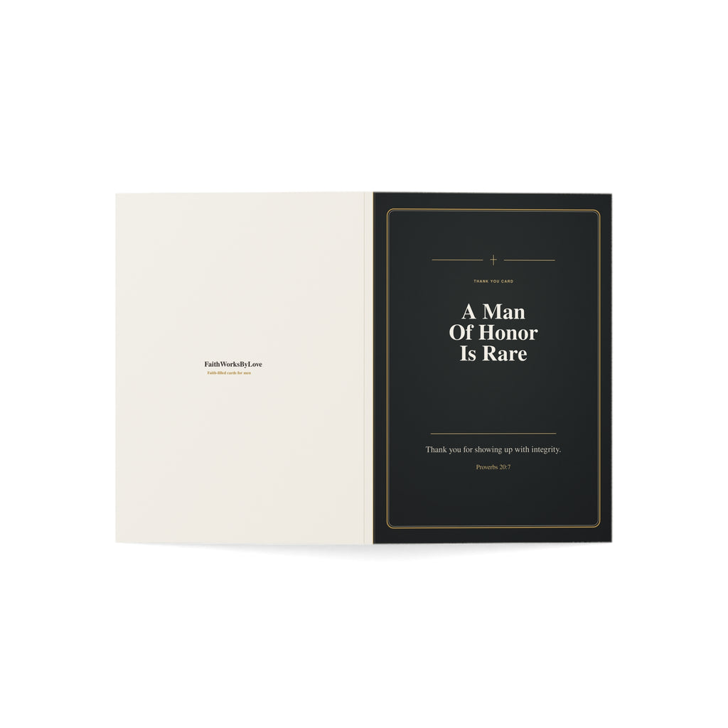 Christian Thank You Card for Men, A Man of Honor Is Rare, Faith-Filled Appreciation Card, Masculine Scripture Card