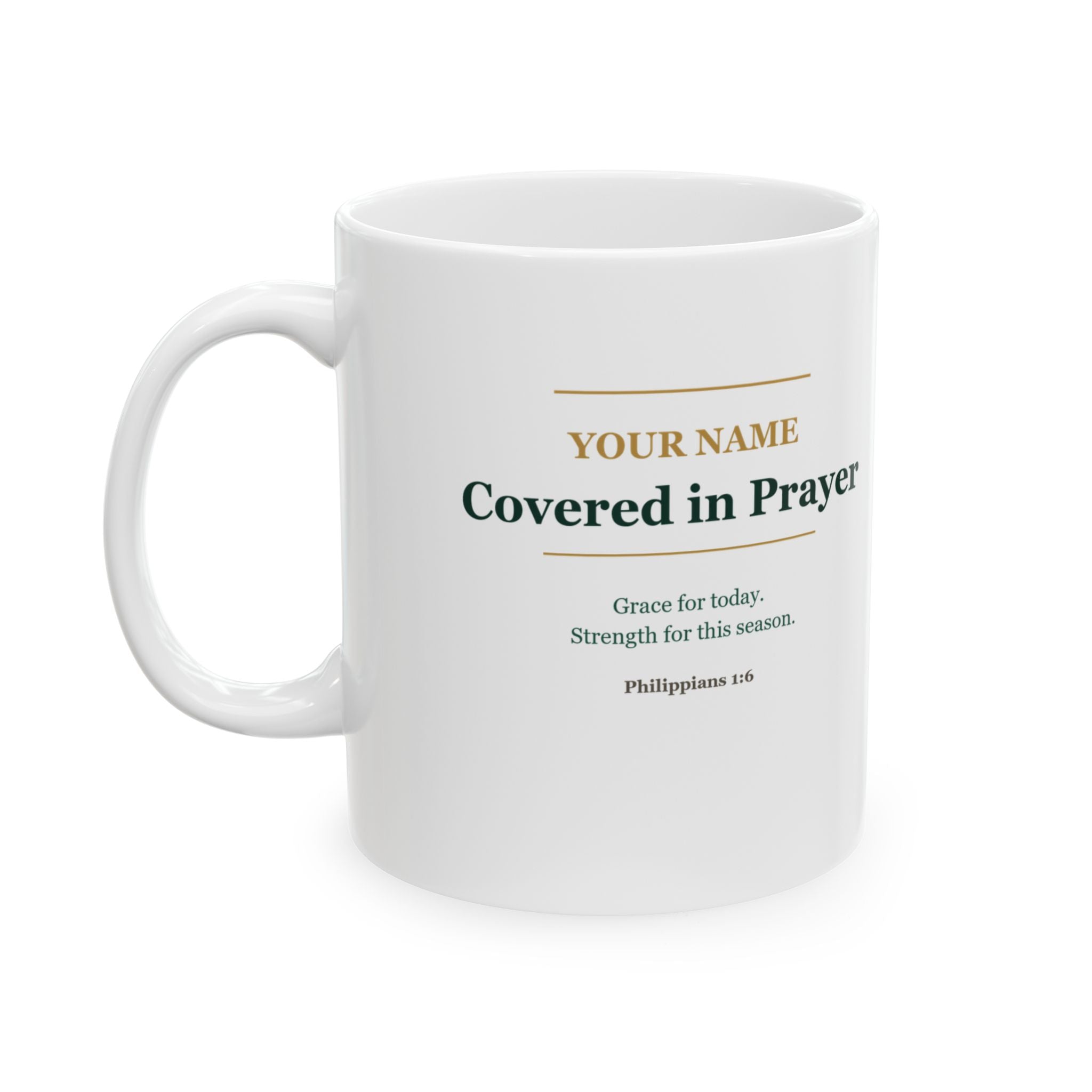 Covered in Prayer Mug | Religious Inspirational Scripture Ceramic Mug