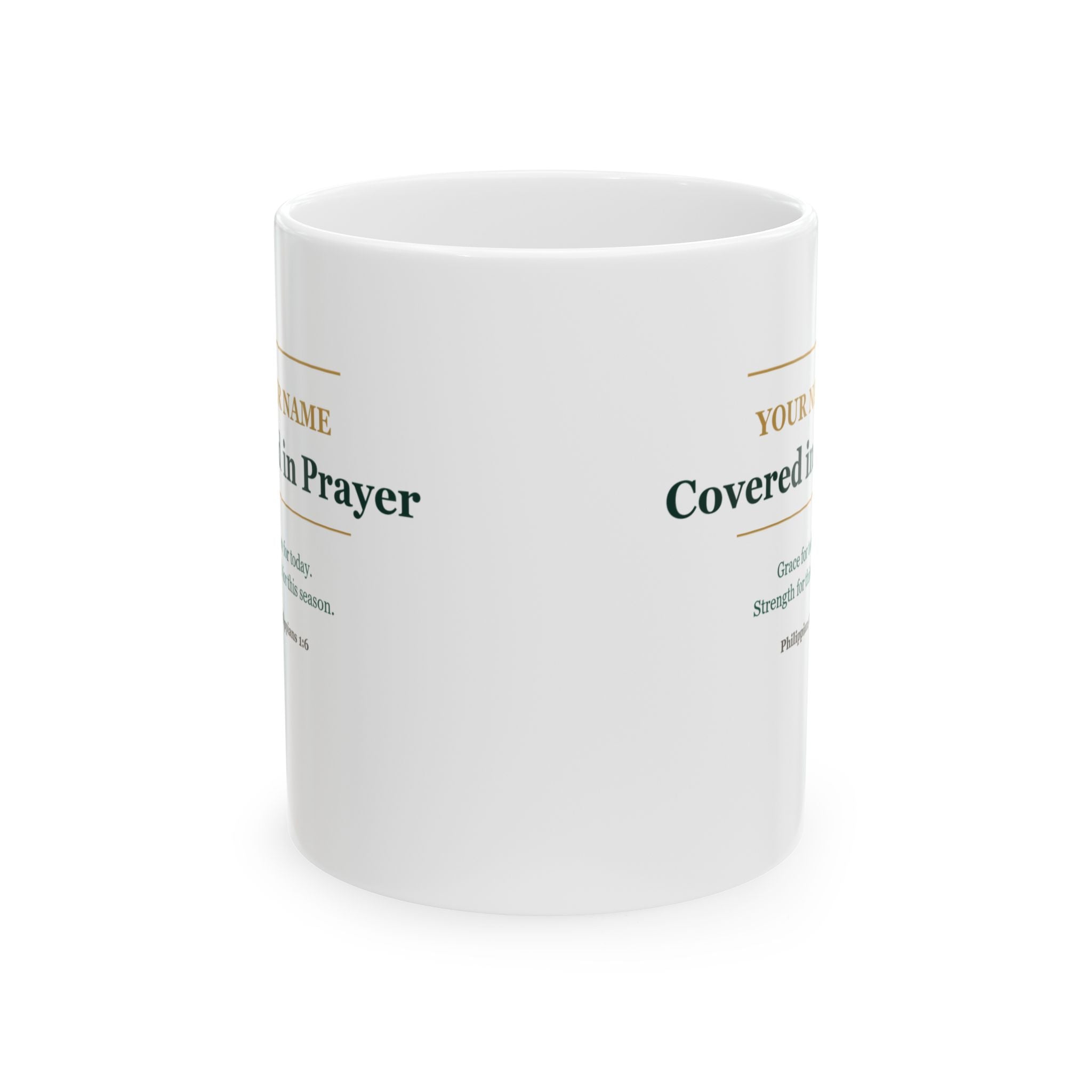 Covered in Prayer Mug | Religious Inspirational Scripture Ceramic Mug