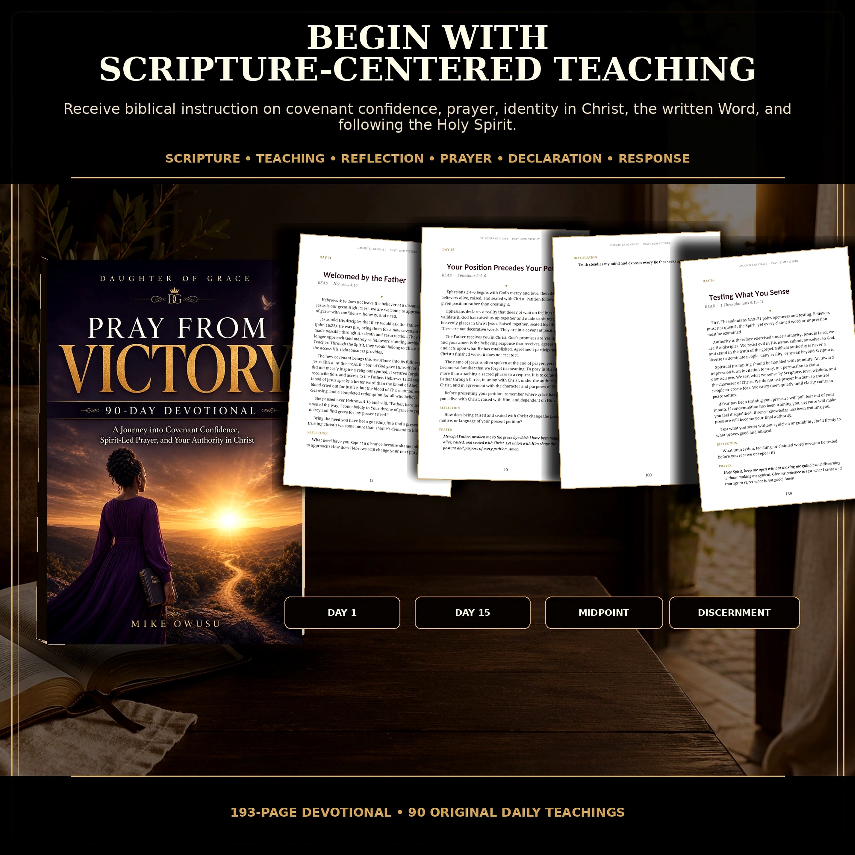90-Day Christian Devotional and Prayer Journal PDF Set, Pray From Victory