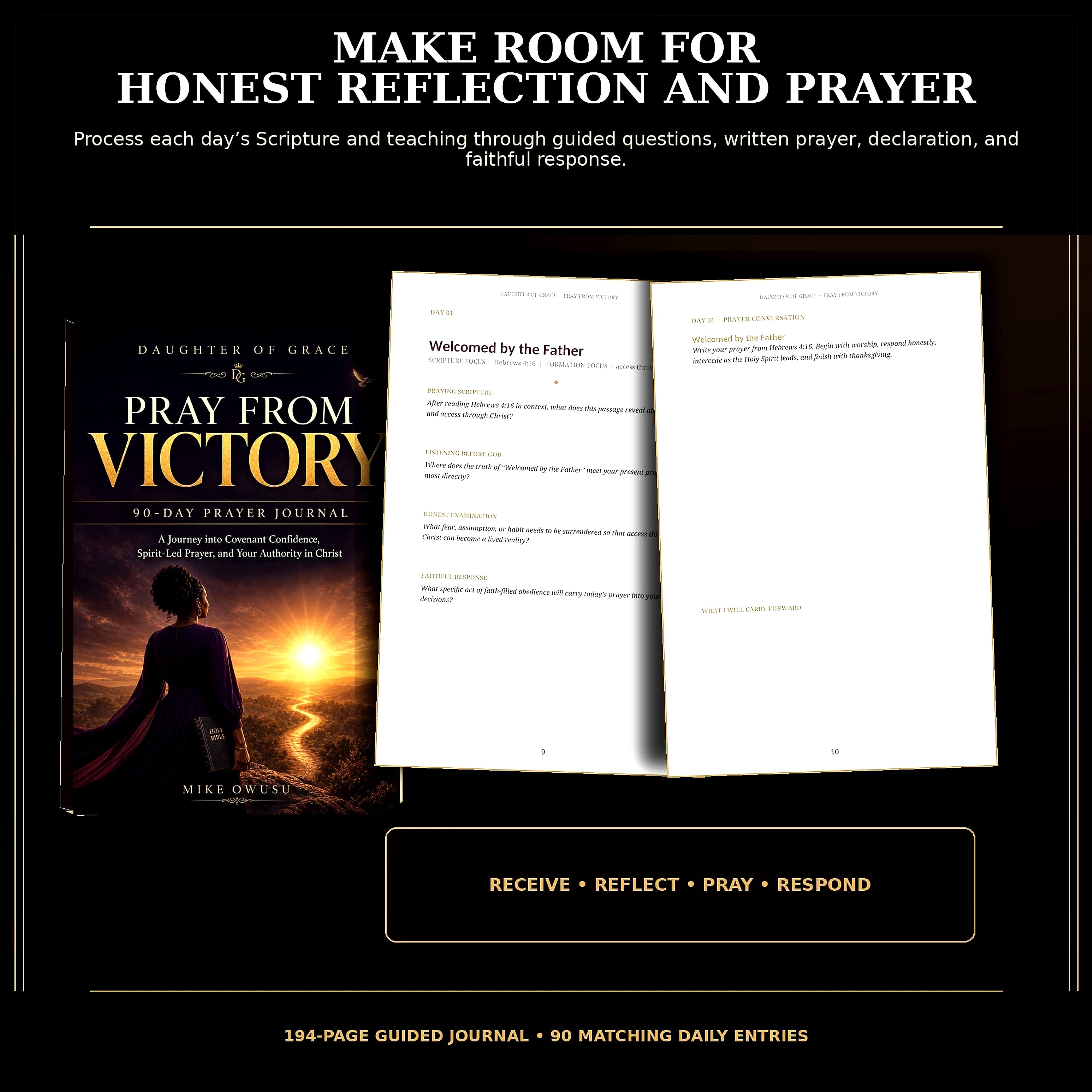 90-Day Christian Devotional and Prayer Journal PDF Set, Pray From Victory
