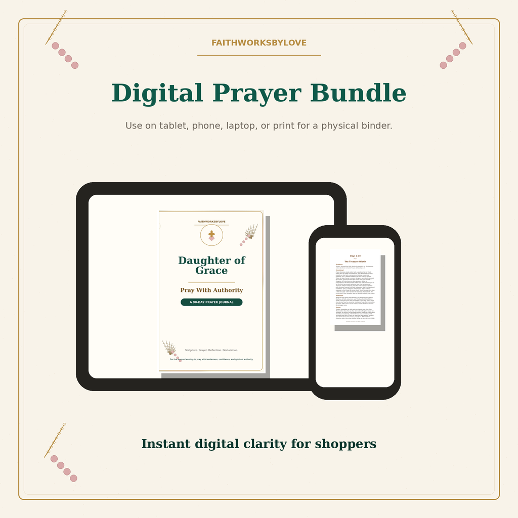 Daughter of Grace digital bundle shown on tablet and device mockup