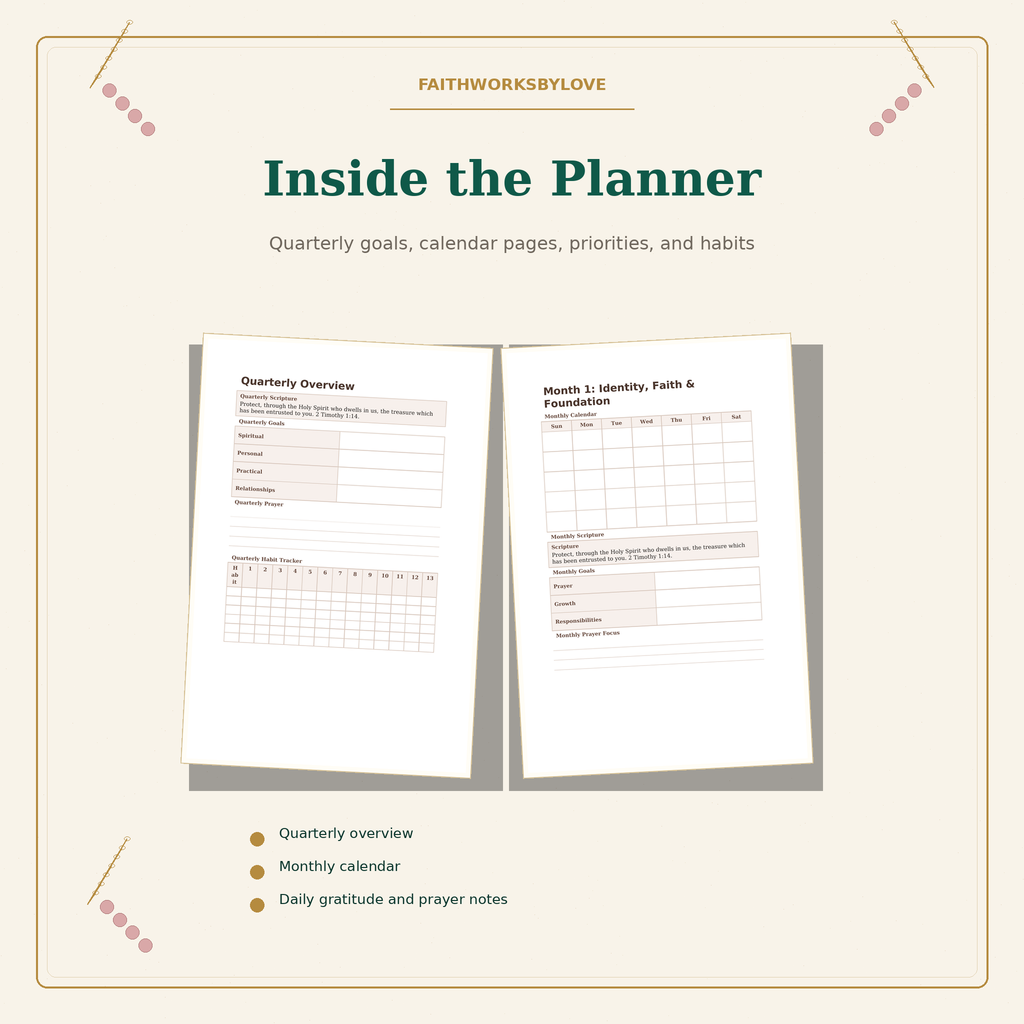Interior preview of the Daughter of Grace spiritual life planner