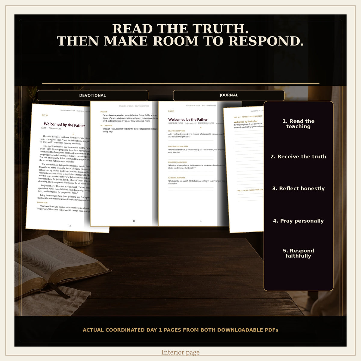 90-Day Christian Devotional and Prayer Journal PDF Set, Pray From Victory