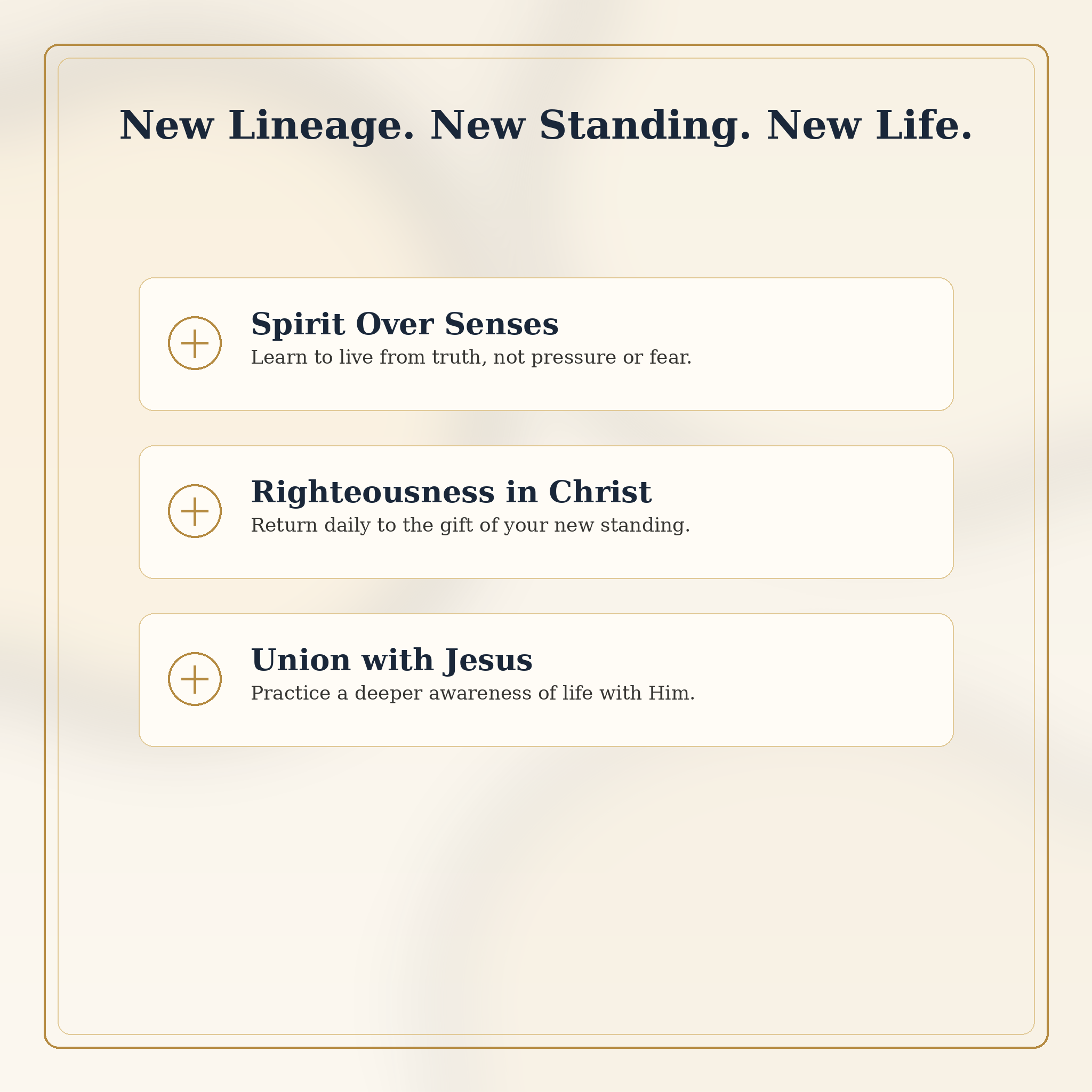 Core devotional themes: new lineage, new standing, new life in Christ