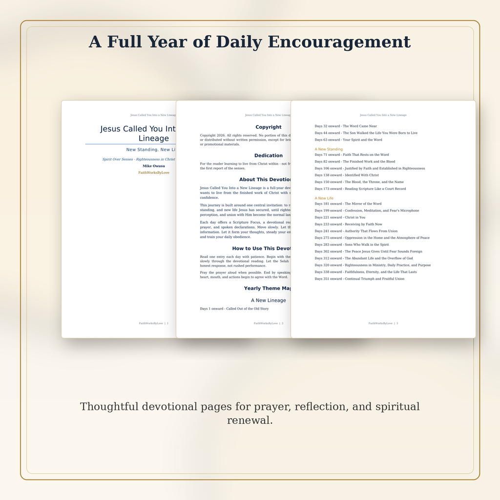 Interior page preview for Jesus Called You Into a New Lineage devotional