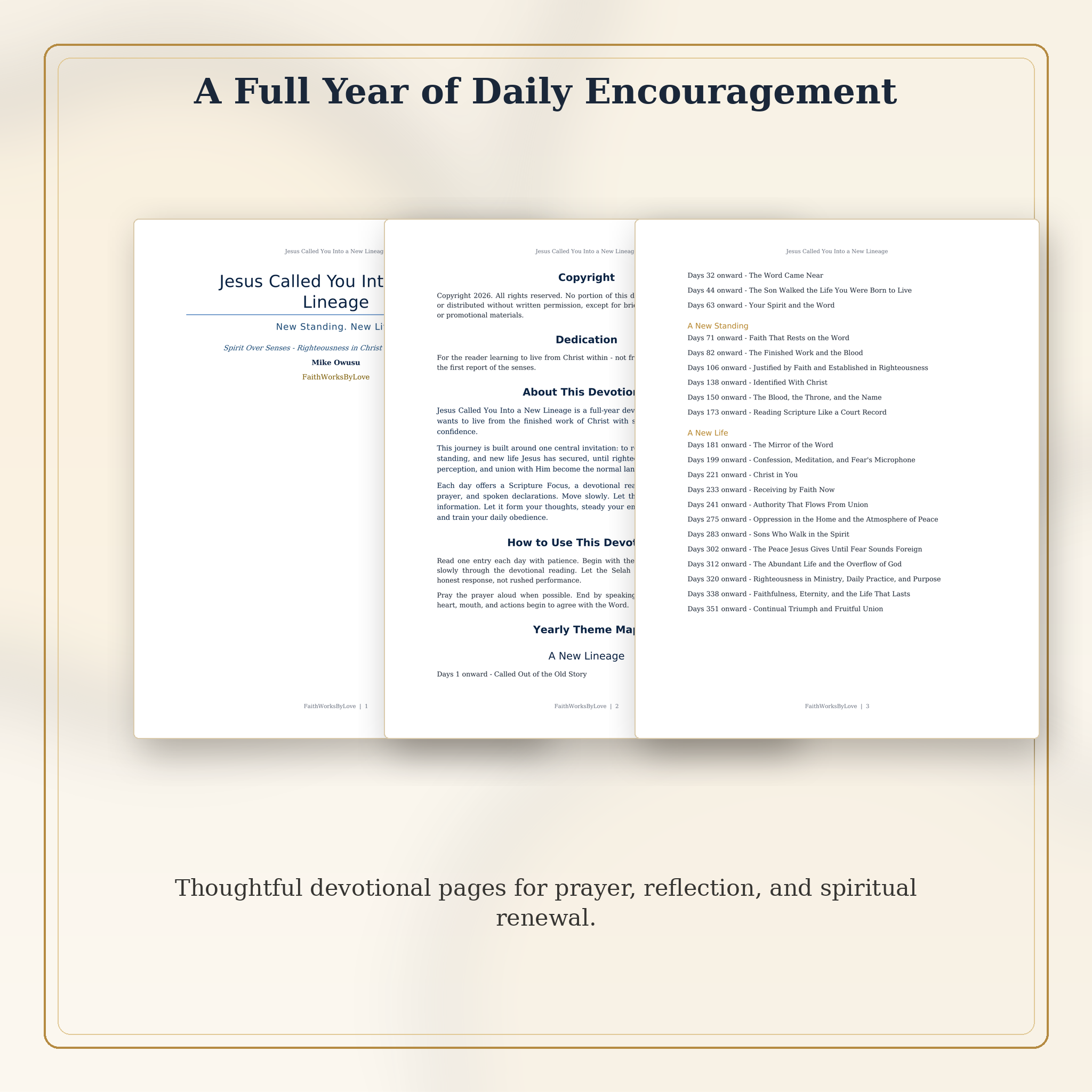 Interior page preview for Jesus Called You Into a New Lineage devotional