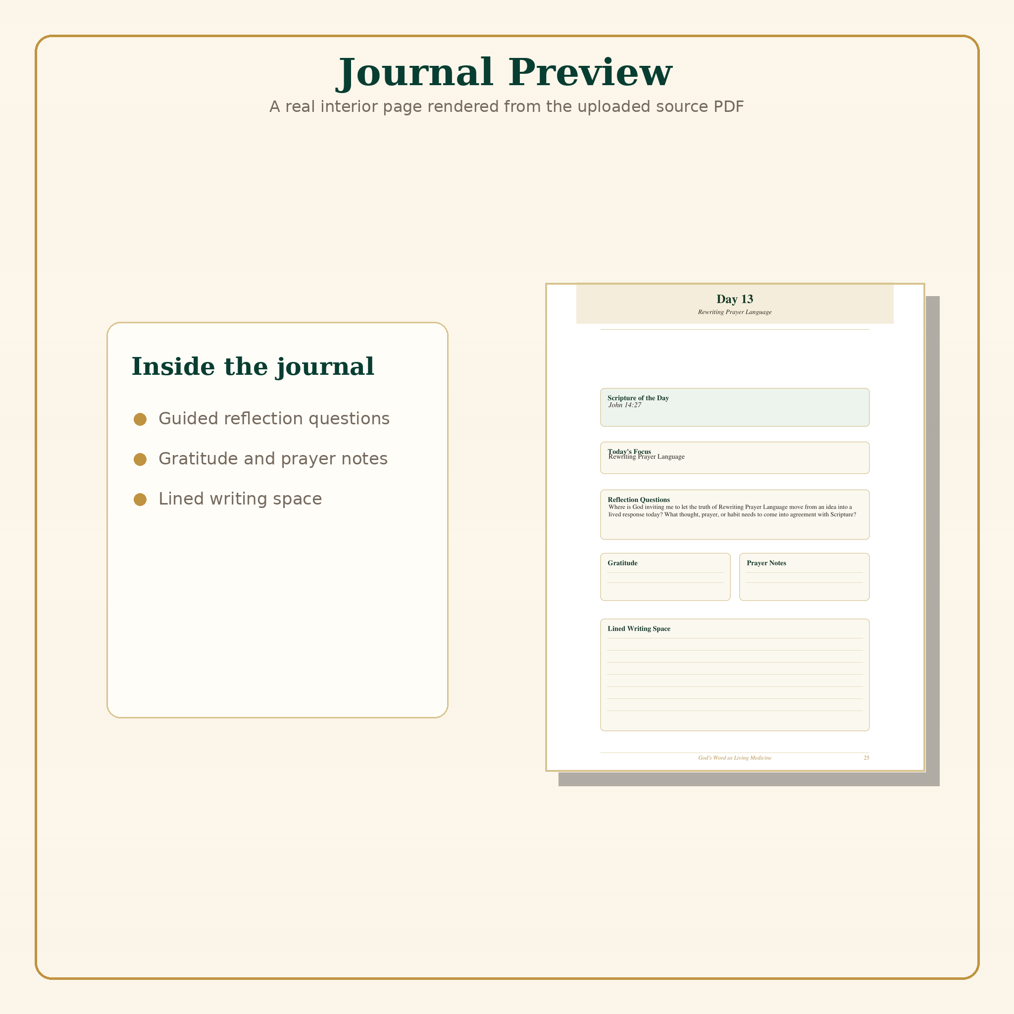 Interior preview of the Living Medicine guided journal