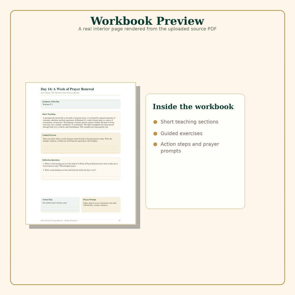Interior preview of the Living Medicine workbook