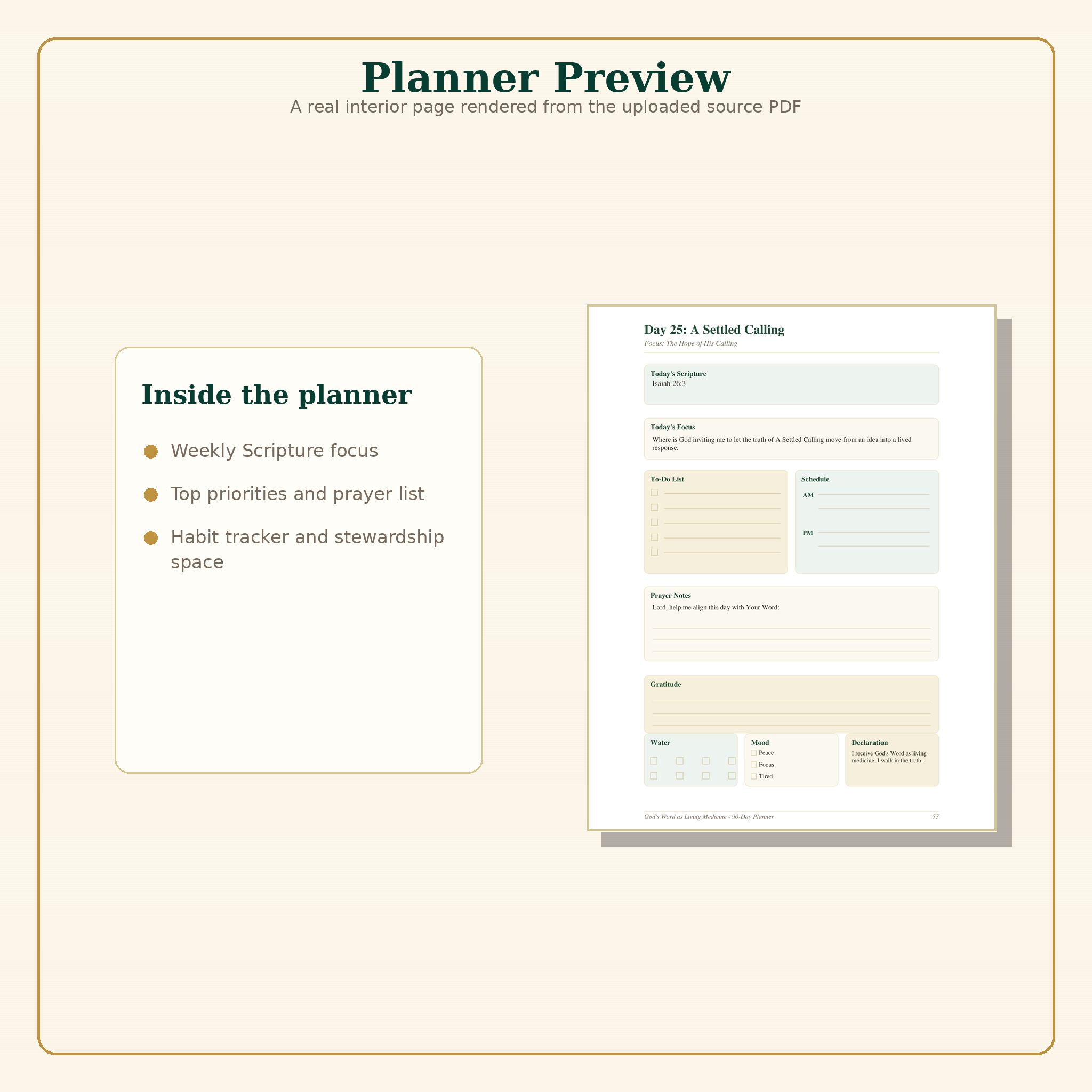 Interior preview of the Living Medicine planner