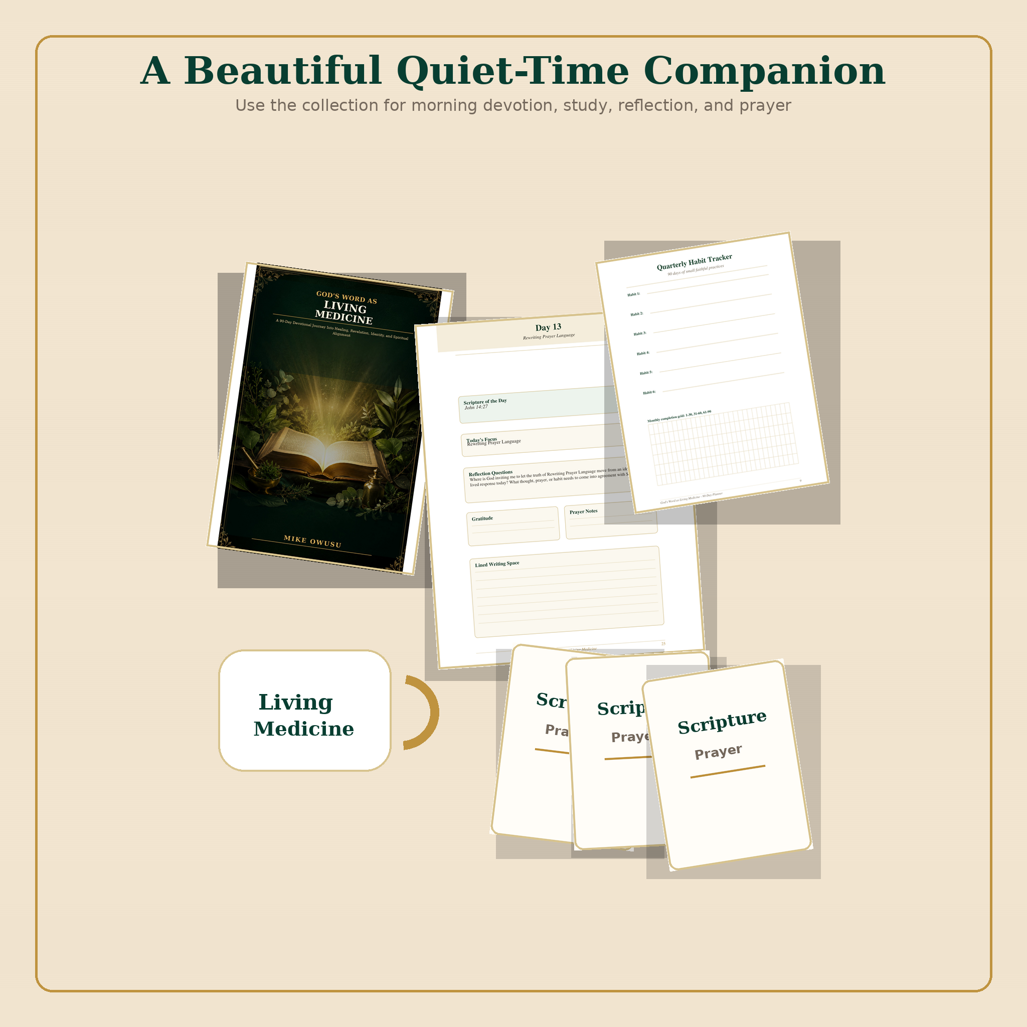 Lifestyle flatlay for Gods Word as Living Medicine digital devotional collection